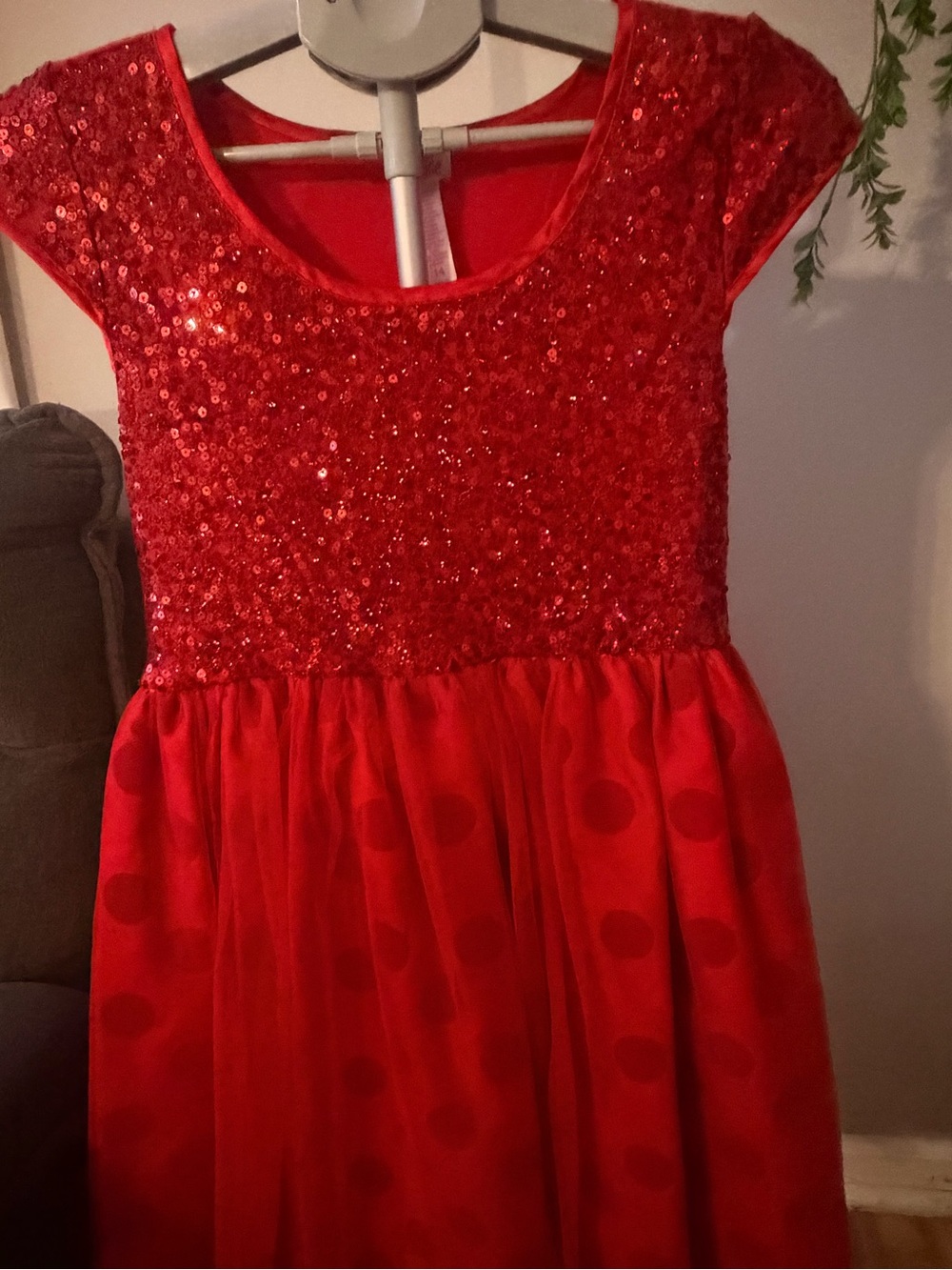 Justice Girls 14 Red Sequin Polka Dot Formal Dress - Picture 5 of 12